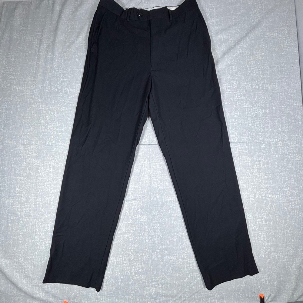 Louis Raphael Tailored Mens Dress Pants Black Flat Front Straight Leg 32x30